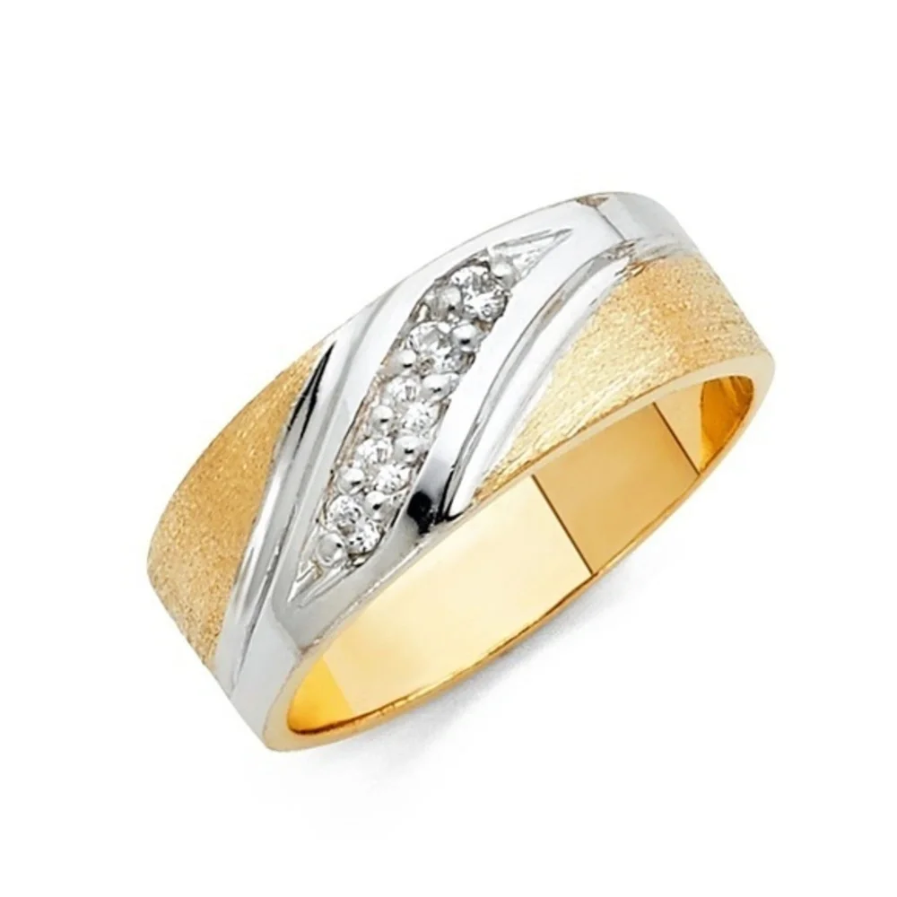 New 8mm 14k yellow Gold Men’s CZ Wedding Band